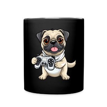 Süßer Mopshund Gamer Gaming Mops Hundeliebhaber - Tasse einfarbig - Schwarz - Vorne