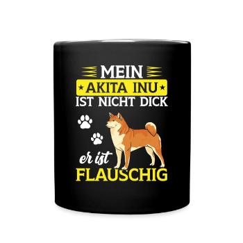 Akita Inu is just fluffy Japanese Akita Inu - Full Colour Mug - black - Front