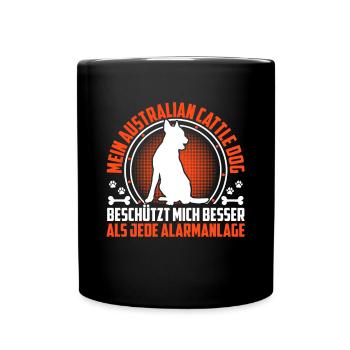 Australian Cattle Dog Protects Me - Full Colour Mug - black - Front