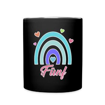 5. Geburtstag Regenbogen Vintage - Tasse einfarbig - Schwarz - Vorne