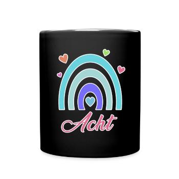 8. Geburtstag Regenbogen Vintage - Tasse einfarbig - Schwarz - Vorne