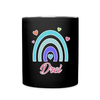 3. Geburtstag Regenbogen Vintage - Tasse einfarbig - Schwarz - Vorne