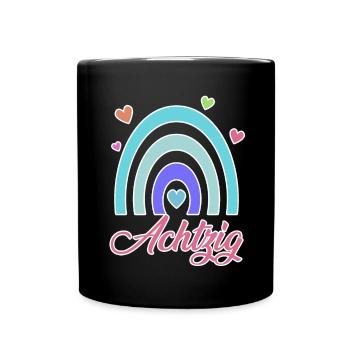 80. Geburtstag Regenbogen Vintage - Tasse einfarbig - Schwarz - Vorne