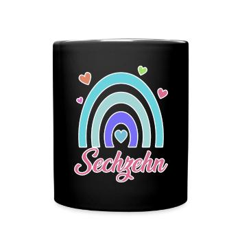16. Geburtstag Regenbogen Vintage - Tasse einfarbig - Schwarz - Vorne
