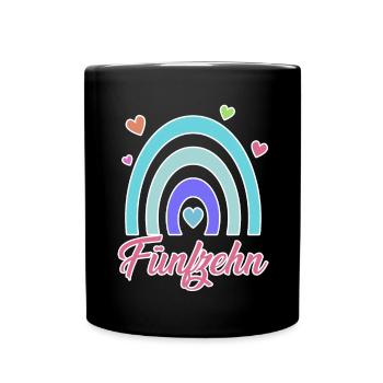 15. Geburtstag Regenbogen Vintage - Tasse einfarbig - Schwarz - Vorne