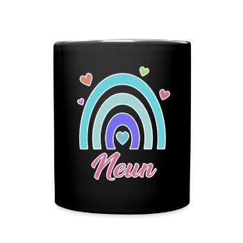 9. Geburtstag Regenbogen Vintage - Tasse einfarbig - Schwarz - Vorne