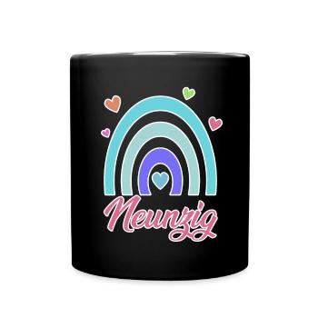 90. Geburtstag Regenbogen Vintage - Tasse einfarbig - Schwarz - Vorne