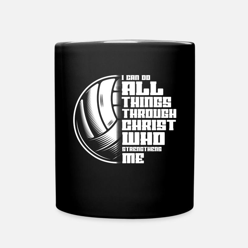I Can Do All Things Through Christ Volleyball - Full Colour Mug - black