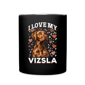 Hungarian Magyar Vizsla Dog Breed I Love my Vizsla - Full Colour Mug - black - Front