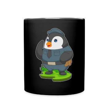 Pinguin Polizist Polizei - Tasse einfarbig - Schwarz - Vorne
