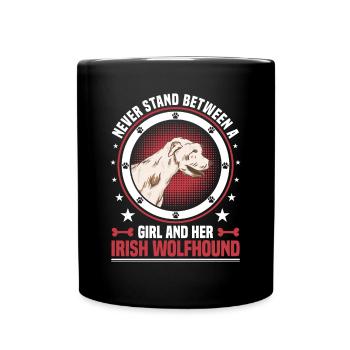 Fille avec lévrier irlandais lévrier - Mug uni - noir - Devant