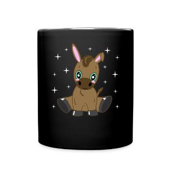 Niedlicher Esel Sternenzauber Geschenk - Tasse einfarbig - Schwarz - Vorne
