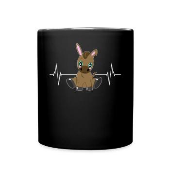 Esel Herzschlag Liebe Geschenk - Tasse einfarbig - Schwarz - Vorne