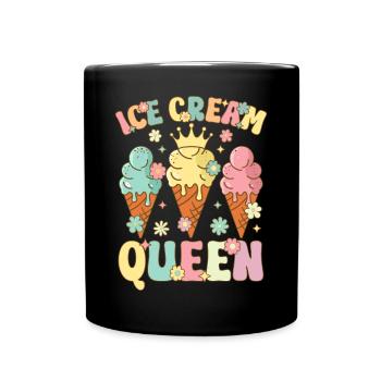 Groovy Ice Cream Girl Ice Cream Cone - Full Colour Mug - black - Front