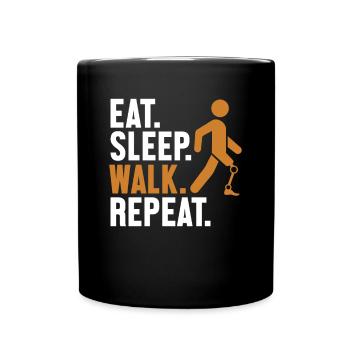 Manger Sommeil Marche Répétition Prothèse Pied Utilisateur Jambe - Mug uni - noir - Devant