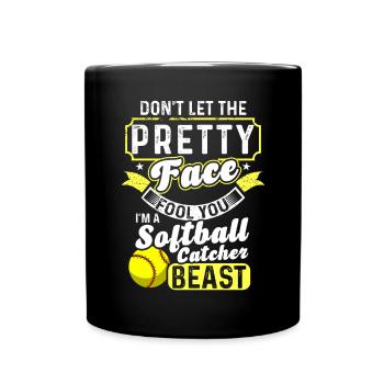 Catcher Softball Lover Bat Ball - Full Colour Mug - black - Front