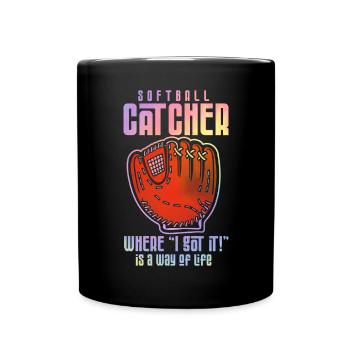 Catcher Softball Lover Bat Ball - Full Colour Mug - black - Front