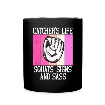 Catcher Softball Lover Bat Ball - Full Colour Mug - black - Front