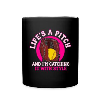 Catcher Softball Lover Bat Ball - Full Colour Mug - black - Front