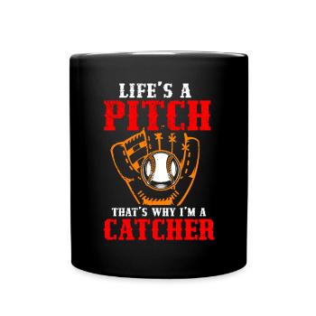 Catcher Softball Lover Bat Ball - Full Colour Mug - black - Front