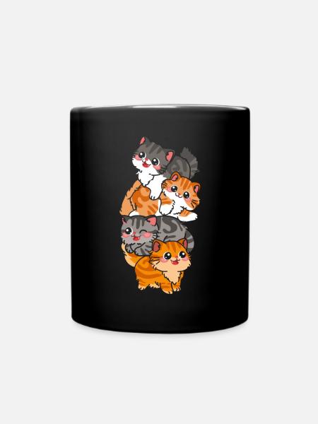 Chat Mignon Kitty Stack Chats Anime Kawaii - Mug uni - noir
