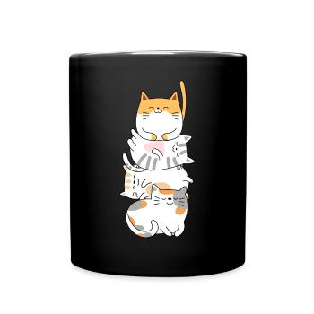 Cat Cute Kitty Stack Cats Anime Kawaii - Full Colour Mug - black - Front