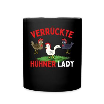 CRAZY CHICKENS LADY Funny Farmer Chickens - Full Colour Mug - black - Front