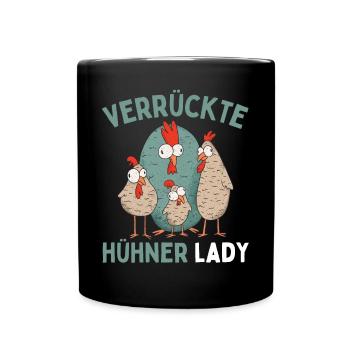 CRAZY CHICKENS LADY Funny Farmer Chickens - Full Colour Mug - black - Front
