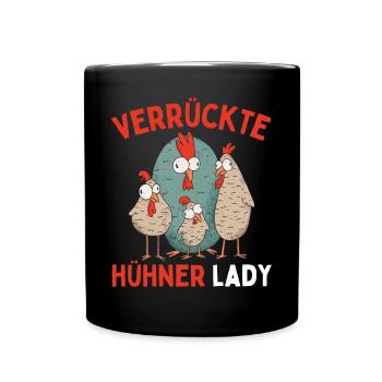 CRAZY CHICKENS LADY Funny Farmer Chickens - Full Colour Mug - black - Front