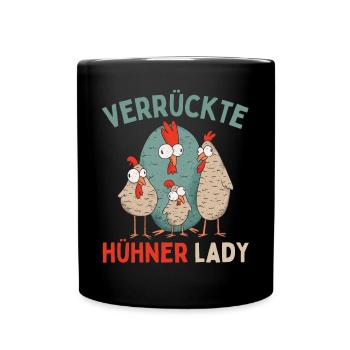 CRAZY CHICKENS LADY Funny Farmer Chickens - Full Colour Mug - black - Front