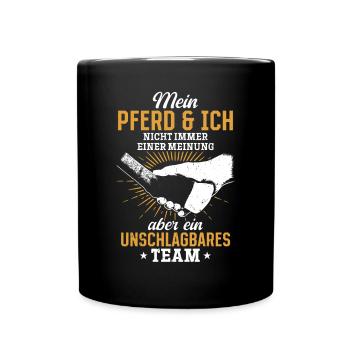 Unschlagbares Team - für Pferdeliebhaber - Tasse einfarbig - Schwarz - Vorne