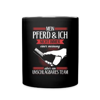 Unschlagbares Team - für Pferdeliebhaber - Tasse einfarbig - Schwarz - Vorne