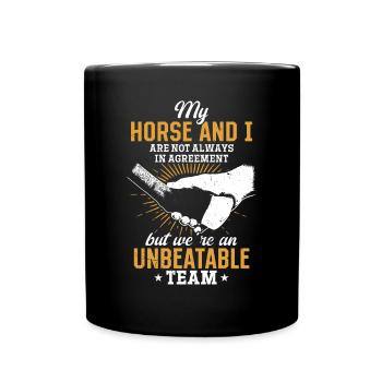 Unschlagbares Team - für Pferdeliebhaber - Tasse einfarbig - Schwarz - Vorne