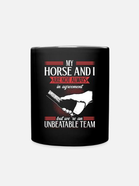 Unbeatable team - for horse lovers - Full Colour Mug - black