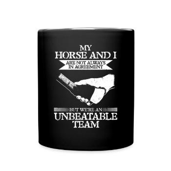 Unschlagbares Team - für Pferdeliebhaber - Tasse einfarbig - Schwarz - Vorne