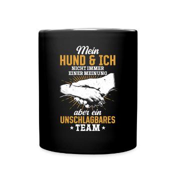 Unschlagbares Team - für Hundeliebhaber - Tasse einfarbig - Schwarz - Vorne