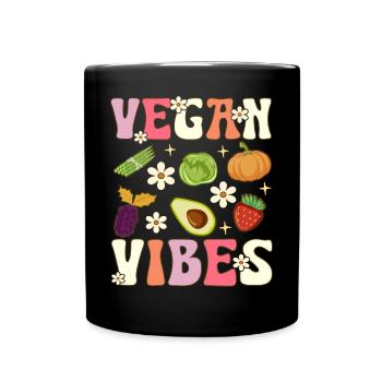 Véganisme à base de plantes Groovy - Mug uni - noir - Devant