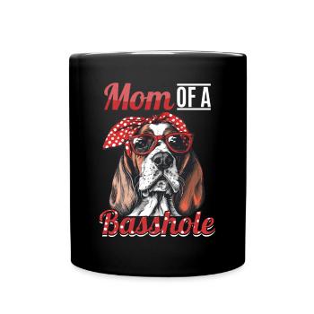 Basset Hound Dog Breed Mom Of A Basshole - Tasse einfarbig - Schwarz - Vorne
