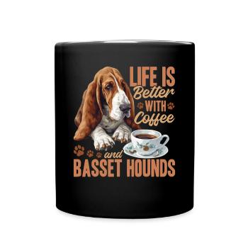 Basset Hound Dog Breed Life is Better with Coffee - Tasse einfarbig - Schwarz - Vorne