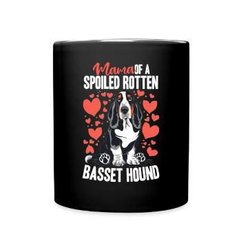 Dog Breed Mama of a Spoiled Rotten Basset Hound - Full Colour Mug - black - Front