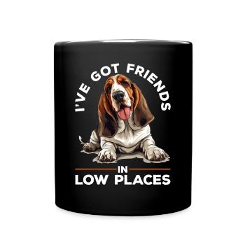 Basset Hound Dog I've Got Friends in Low Places - Full Colour Mug - black - Front