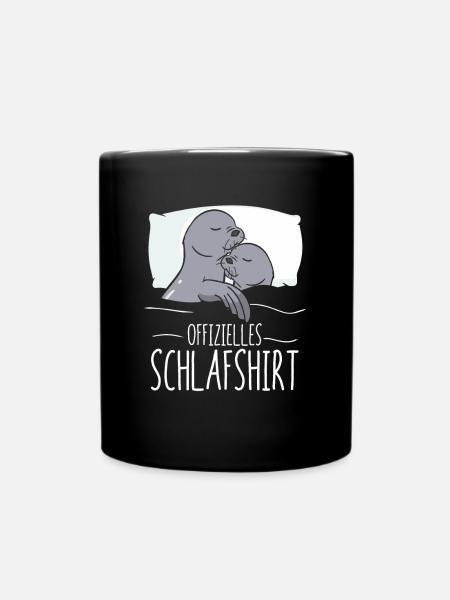 Offizelles Schlafshirt Robbe Seehund Walross - Tasse einfarbig - Schwarz