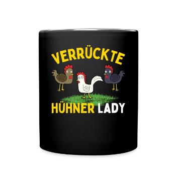 CRAZY CHICKENS LADY Funny Farmer Chickens - Full Colour Mug - black - Front