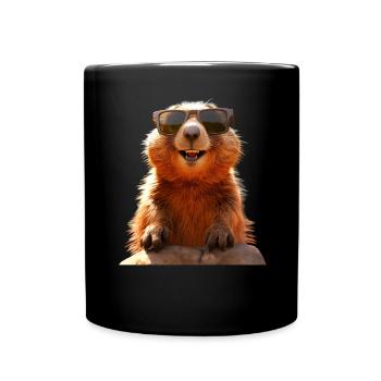 Murmeltier mit Sonnenbrille Nagetier Erdhörnchen - Tasse einfarbig - Schwarz - Vorne