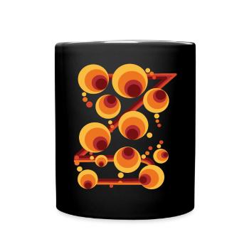 Abstraktes Polka Dot Kreismuster - Tasse einfarbig - Schwarz - Vorne