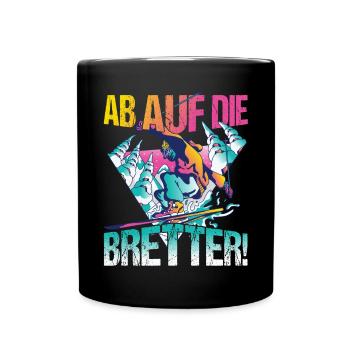 Skifahren Skiurlaub Ab auf die Bretter Ski Winteru - Tasse einfarbig - Schwarz - Vorne