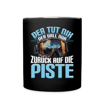 Ski Skifahren Skifahrer Der tut nix - Tasse einfarbig - Schwarz - Vorne