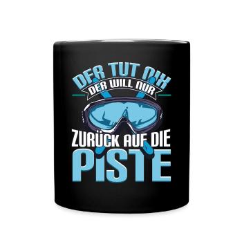 Ski Skifahren Skifahrer Der tut nix - Tasse einfarbig - Schwarz - Vorne