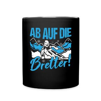 Skifahren Skiurlaub Ab auf die Bretter Ski - Tasse einfarbig - Schwarz - Vorne