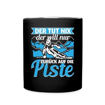 Ski Skifahren Skifahrer Der tut nix - Tasse einfarbig - Schwarz - Vorne